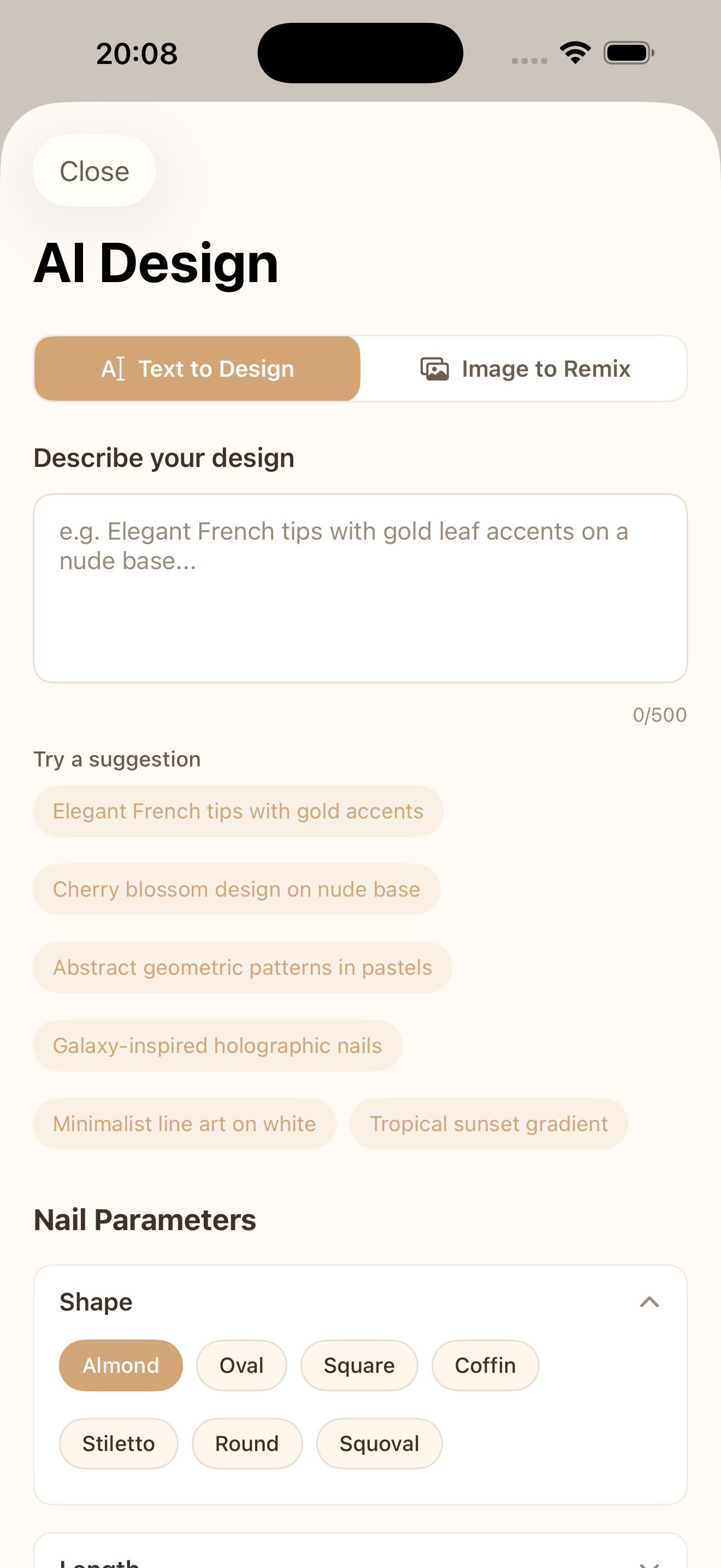 AI design screen
